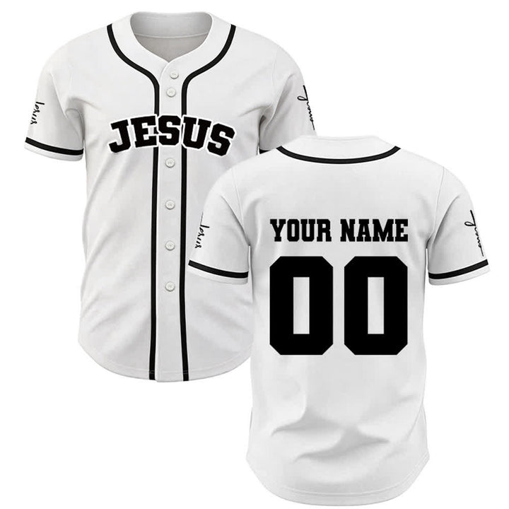 Christianartworkshop Maglia da baseball unisex personalizzata con Gesù Classico Abbigliamento Sportivo Personalizzato - Bianco - 5XL - Nome & Numero personalizzati - image 8