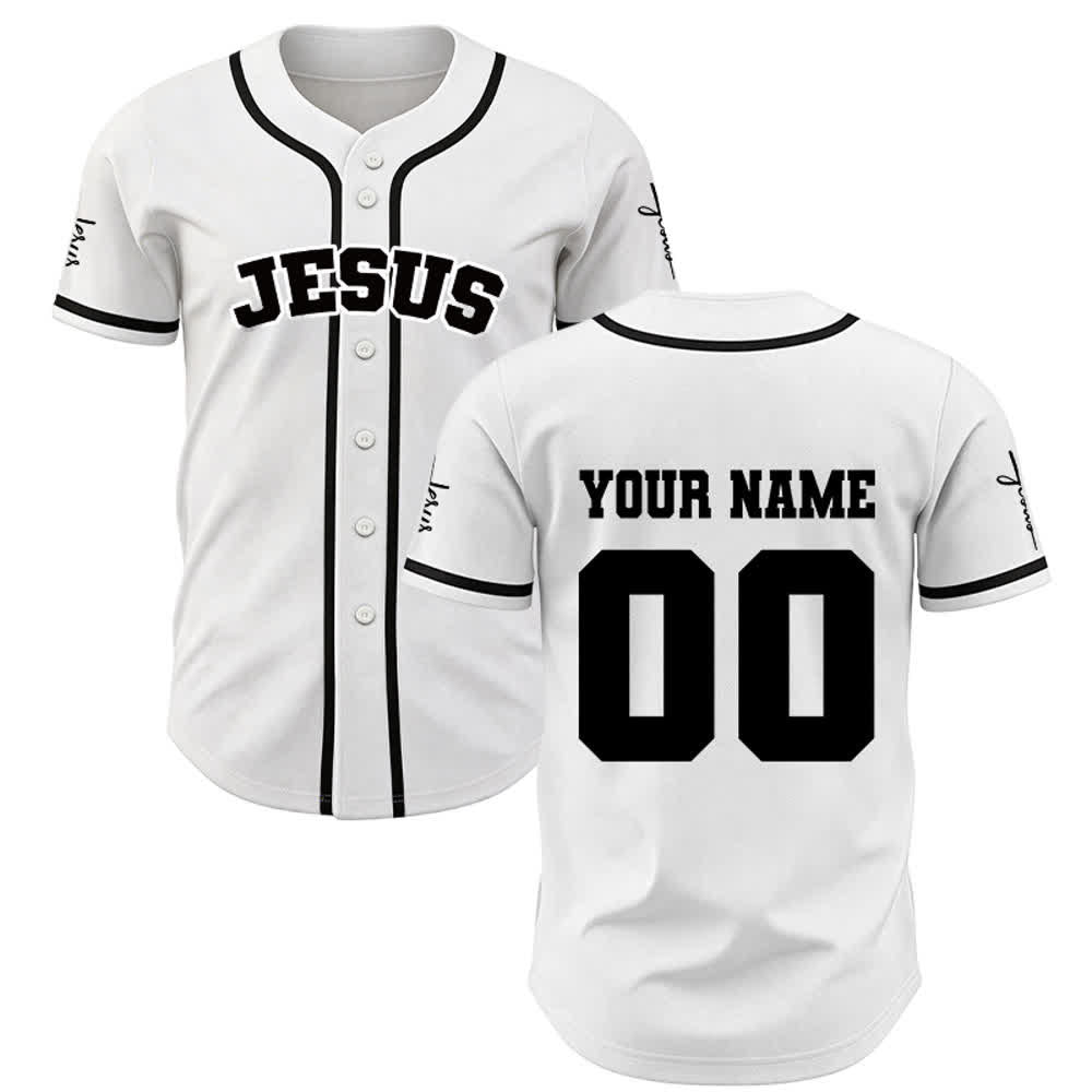 Christianartworkshop Maglia da baseball unisex personalizzata con Gesù Classico Abbigliamento Sportivo Personalizzato - Bianco - 5XL - Nome & Numero personalizzati - image 8