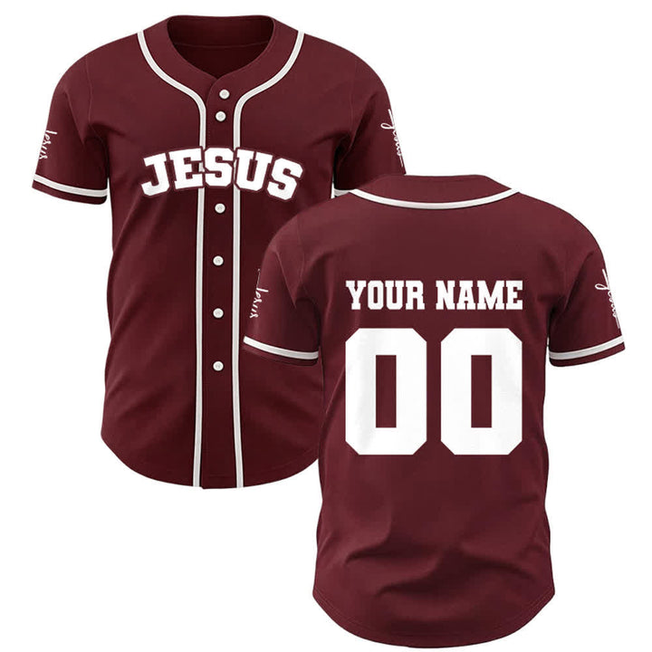 Christianartworkshop Maglia da baseball unisex personalizzata con Gesù Classico Abbigliamento Sportivo Personalizzato - Vino - 5XL - Nome & Numero personalizzati - image 14