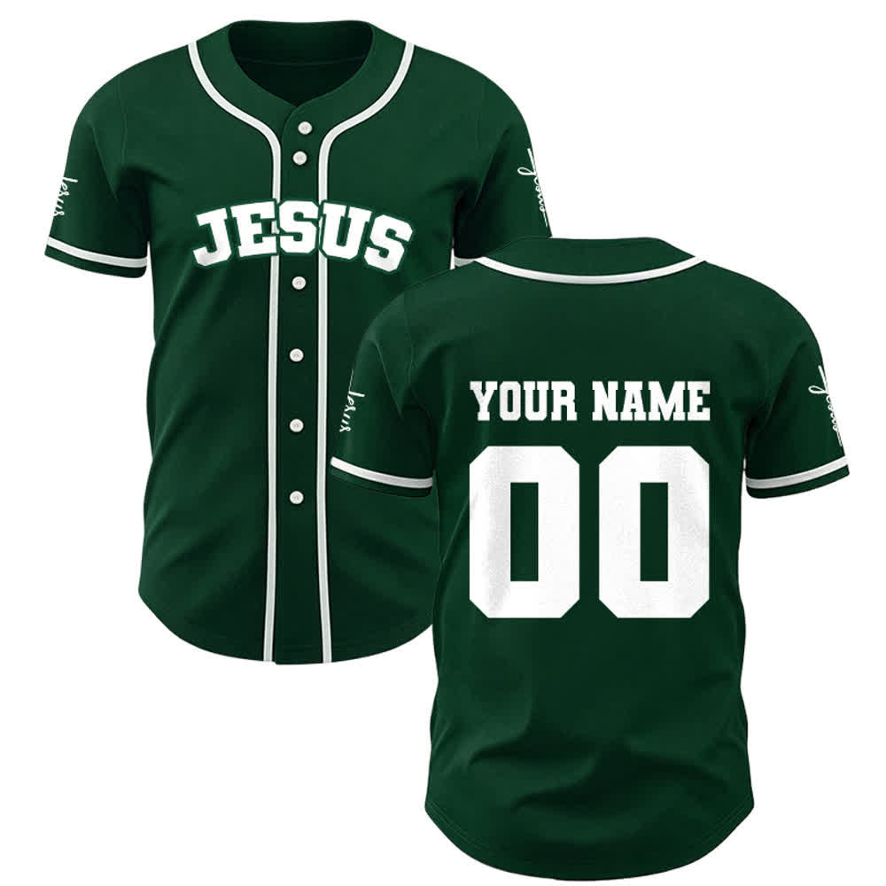 Christianartworkshop Maglia da baseball unisex personalizzata con Gesù Classico Abbigliamento Sportivo Personalizzato - Verde - 5XL - Nome & Numero personalizzati - image 23