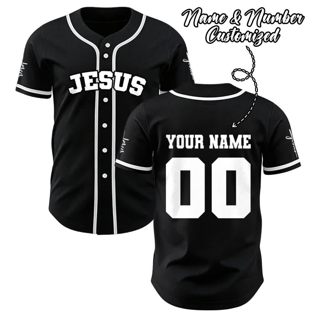 Christianartworkshop Maglia da baseball unisex personalizzata con Gesù Classico Abbigliamento Sportivo Personalizzato - image 0