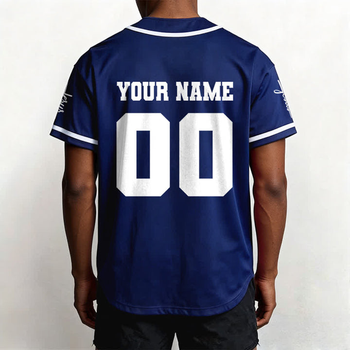 Christianartworkshop Maglia da baseball unisex personalizzata con nome e numero personalizzati per la squadra di Gesù in grassetto - image 3