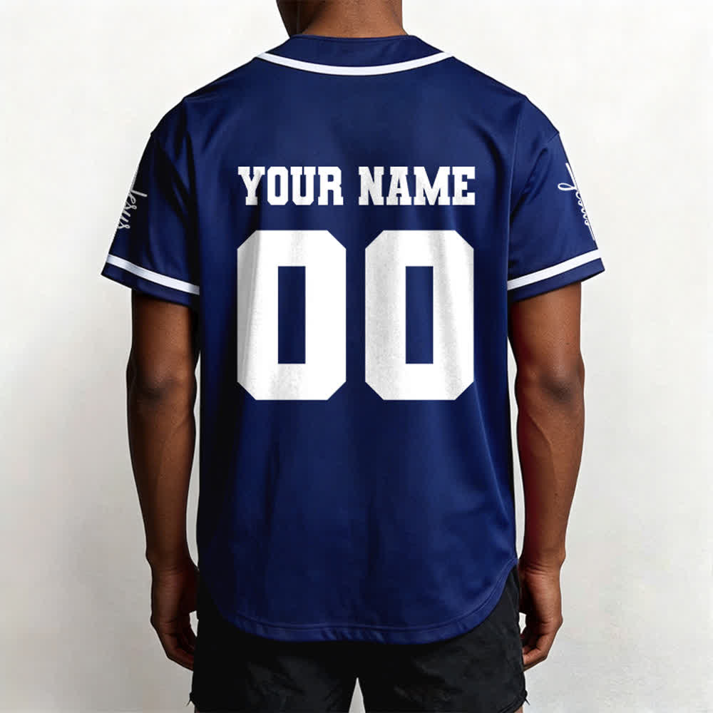 Christianartworkshop Maglia da baseball unisex personalizzata con nome e numero personalizzati per la squadra di Gesù in grassetto - image 3