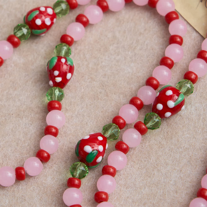 Christianartworkshop Rosario devozionale "Sweet Strawberry" con perline di vetro rosa e decorazioni della Madonna. - image 6
