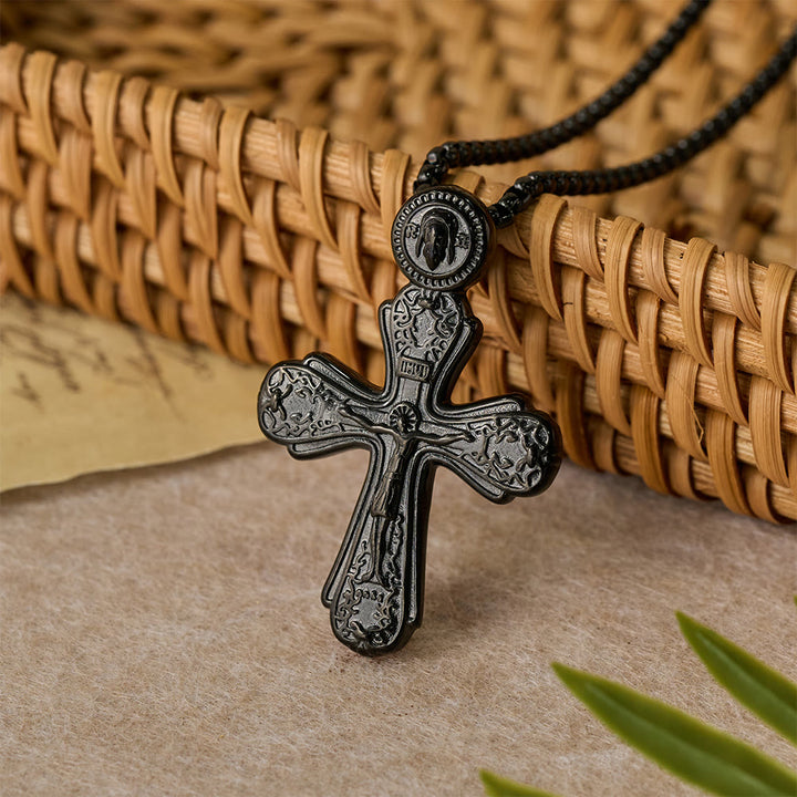 Christianartworkshop Collana con ciondolo a croce ortodossa: emblema di redenzione e sacra devozione - Nero - image 5