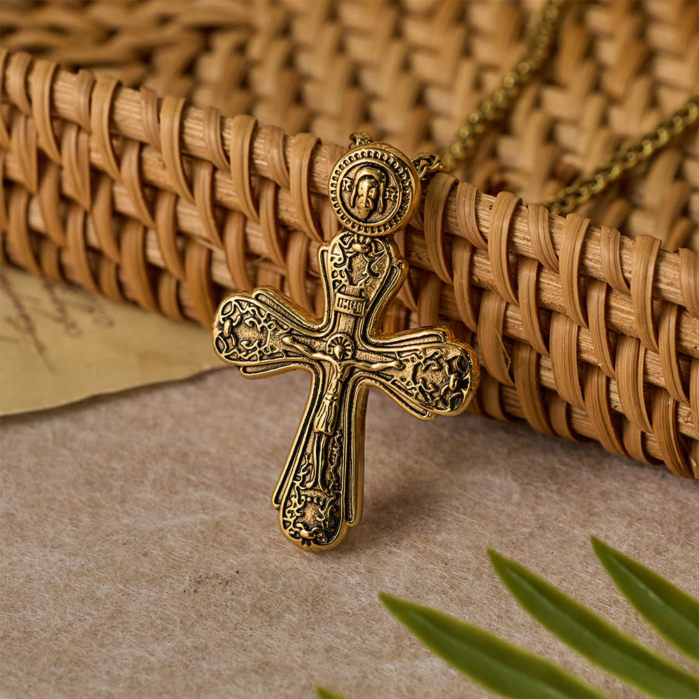 Christianartworkshop Collana con ciondolo a croce ortodossa: emblema di redenzione e sacra devozione - D'oro - image 3