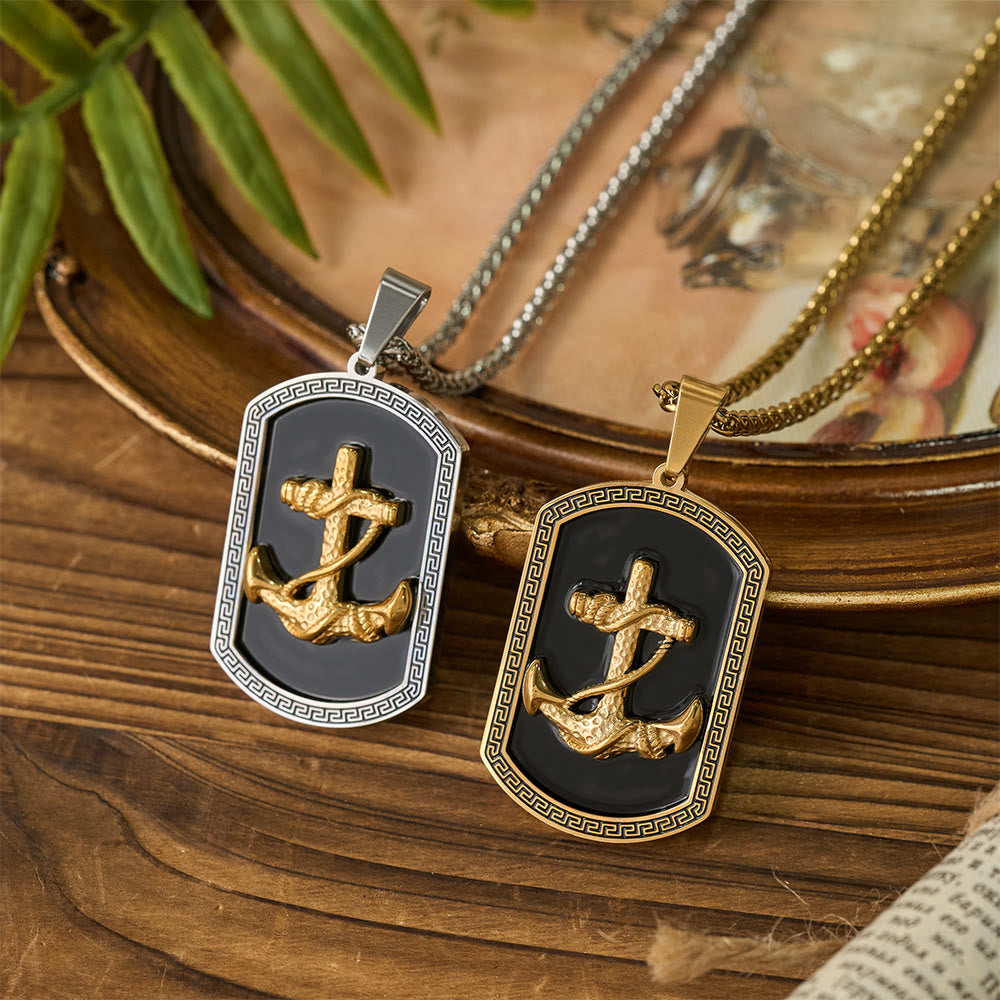 Christianartworkshop Collana con ciondolo a forma di targhetta per cani con croce e ancora greca: emblema di fede e speranza incrollabile - image 7
