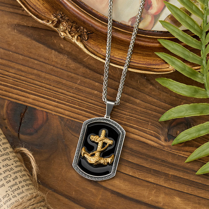 Christianartworkshop Collana con ciondolo a forma di targhetta per cani con croce e ancora greca: emblema di fede e speranza incrollabile - image 4