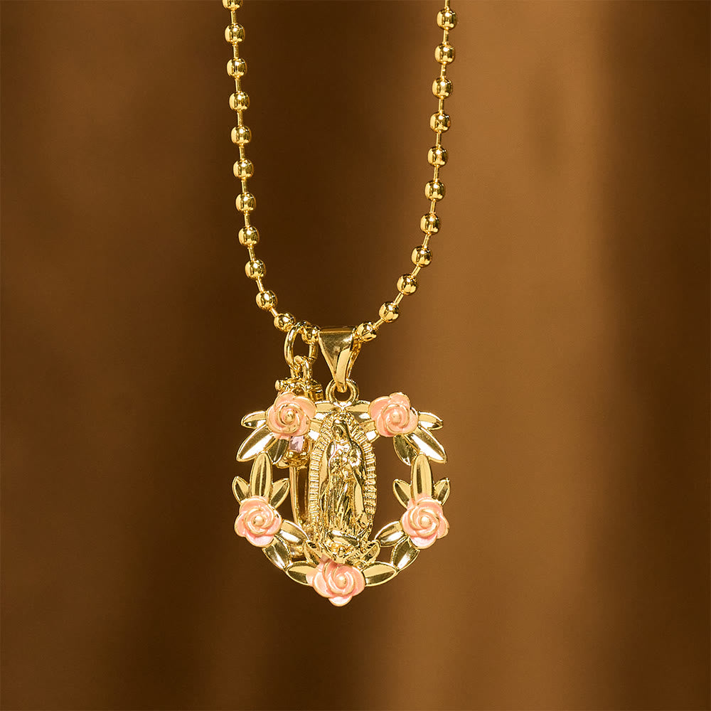 Christianartworkshop Set di collana con la Madonna e la croce alata, riccamente decorata: emblema di protezione spirituale. - image 13