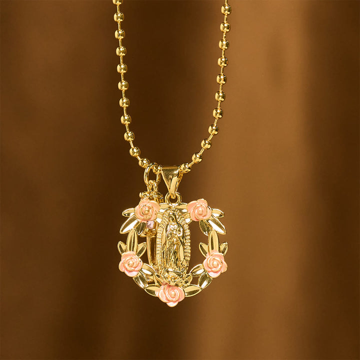 Christianartworkshop Set di collana con la Madonna e la croce alata, riccamente decorata: emblema di protezione spirituale. - image 13
