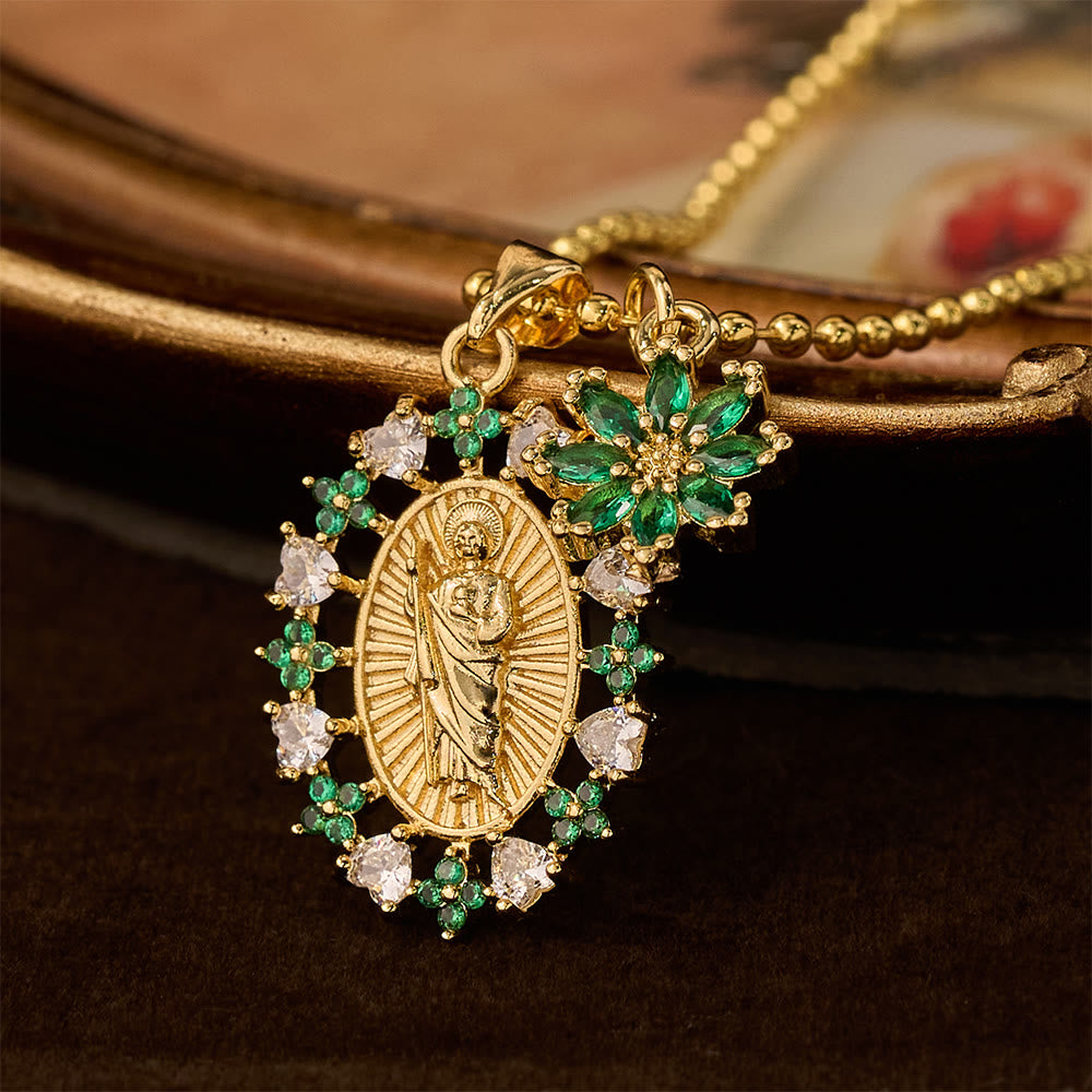 Christianartworkshop Set di collana con la Madonna e la croce alata, riccamente decorata: emblema di protezione spirituale. - Fiore della Vergine Maria - image 8