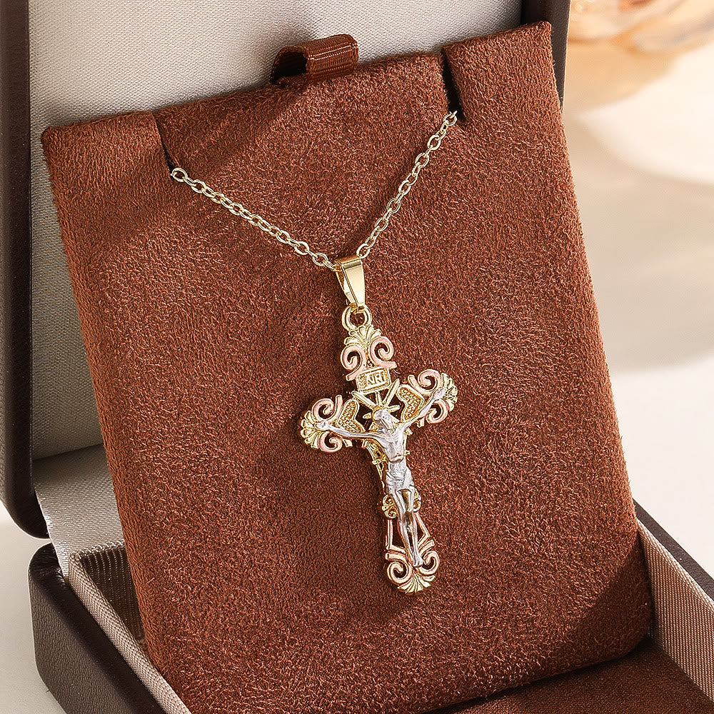 Christianartworkshop Collana con croce decorata con zirconi cubici: simbolo dell'amore redentore di Cristo. - Attraverso - image 0