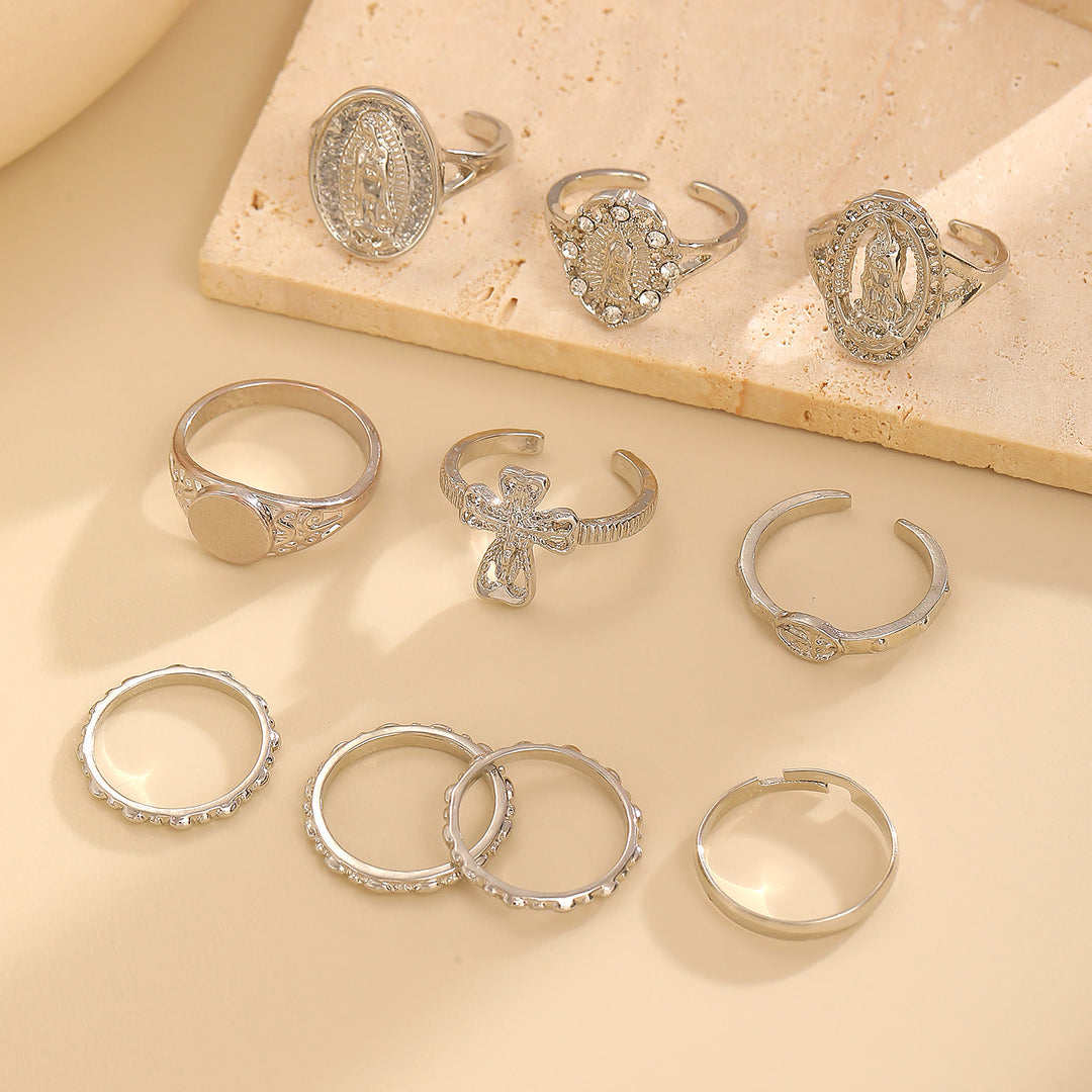 Christianartworkshop Set di anelli con croce mariana in oro e argento: un simbolo di devozione celeste. - image 4