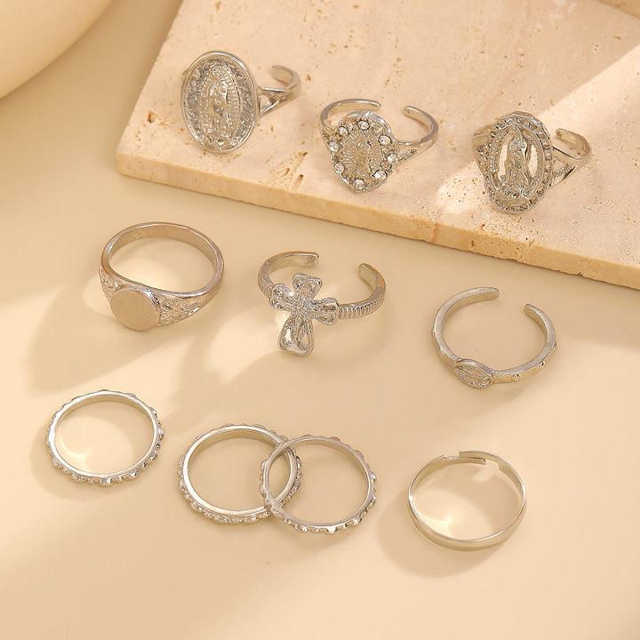 Christianartworkshop Set di anelli con croce mariana in oro e argento: un simbolo di devozione celeste. - image 4