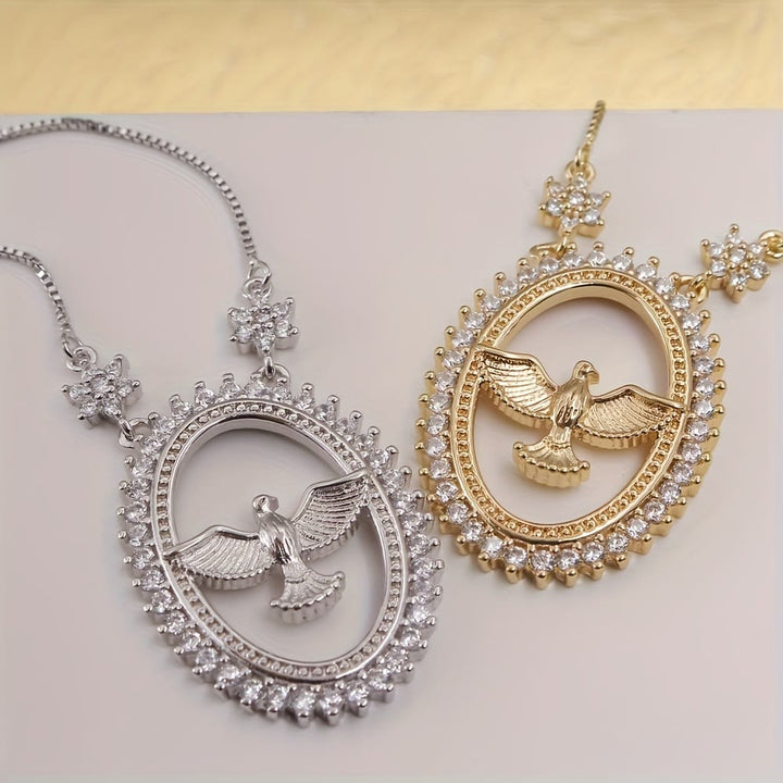 Christianartworkshop Collana con ciondolo ovale a forma di colomba con zirconi cubici: emblema della pace divina e dello Spirito Santo - image 3