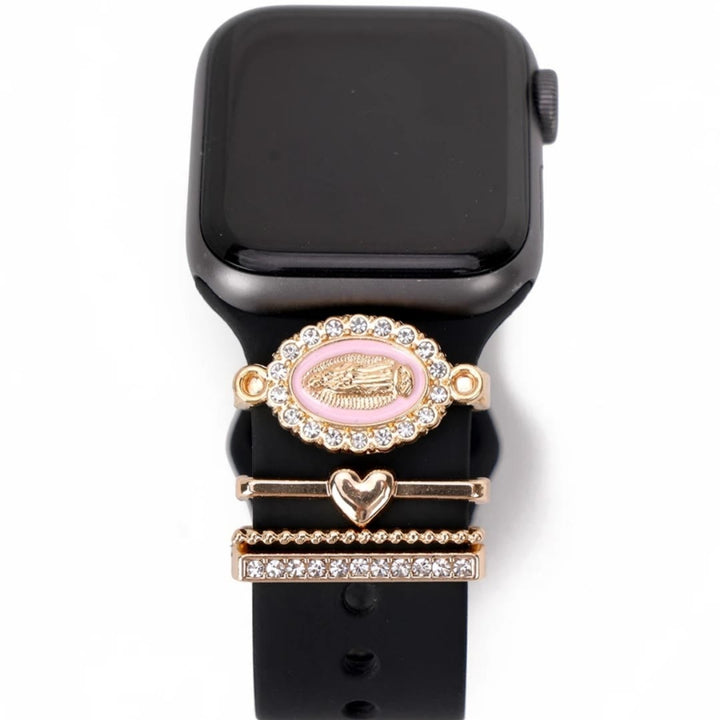 Christianartworkshop Set di ciondoli per cinturino iWatch con zirconi della Madonna: porta con te la luce dell'amore mariano. - image 4