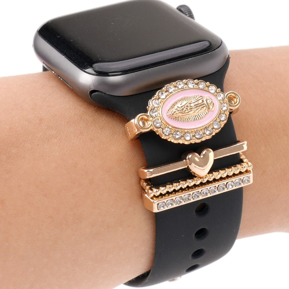 Christianartworkshop Set di ciondoli per cinturino iWatch con zirconi della Madonna: porta con te la luce dell'amore mariano. - image 1