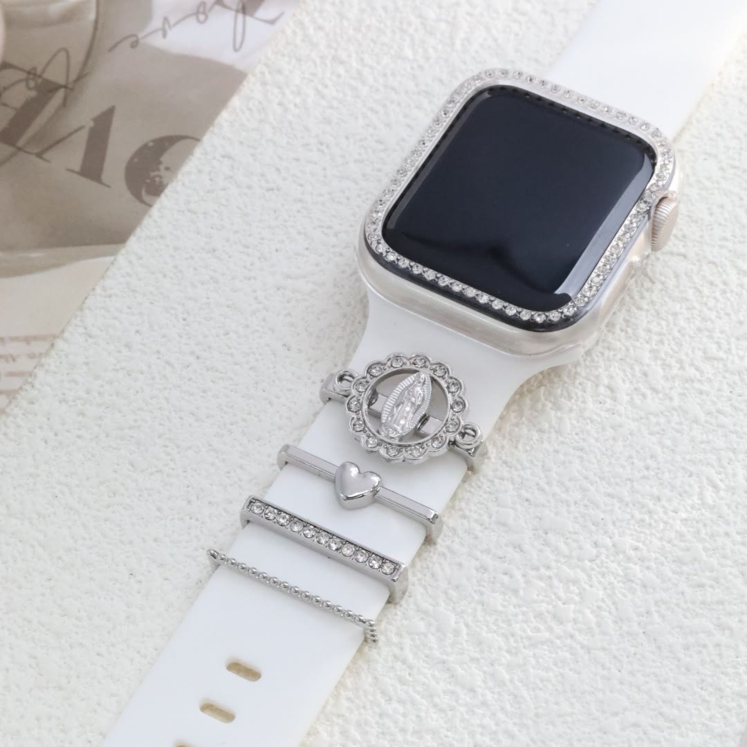 Christianartworkshop Set di ciondoli per cinturino iWatch con zirconi della Madonna: porta con te la luce dell'amore mariano. - Argento - image 10