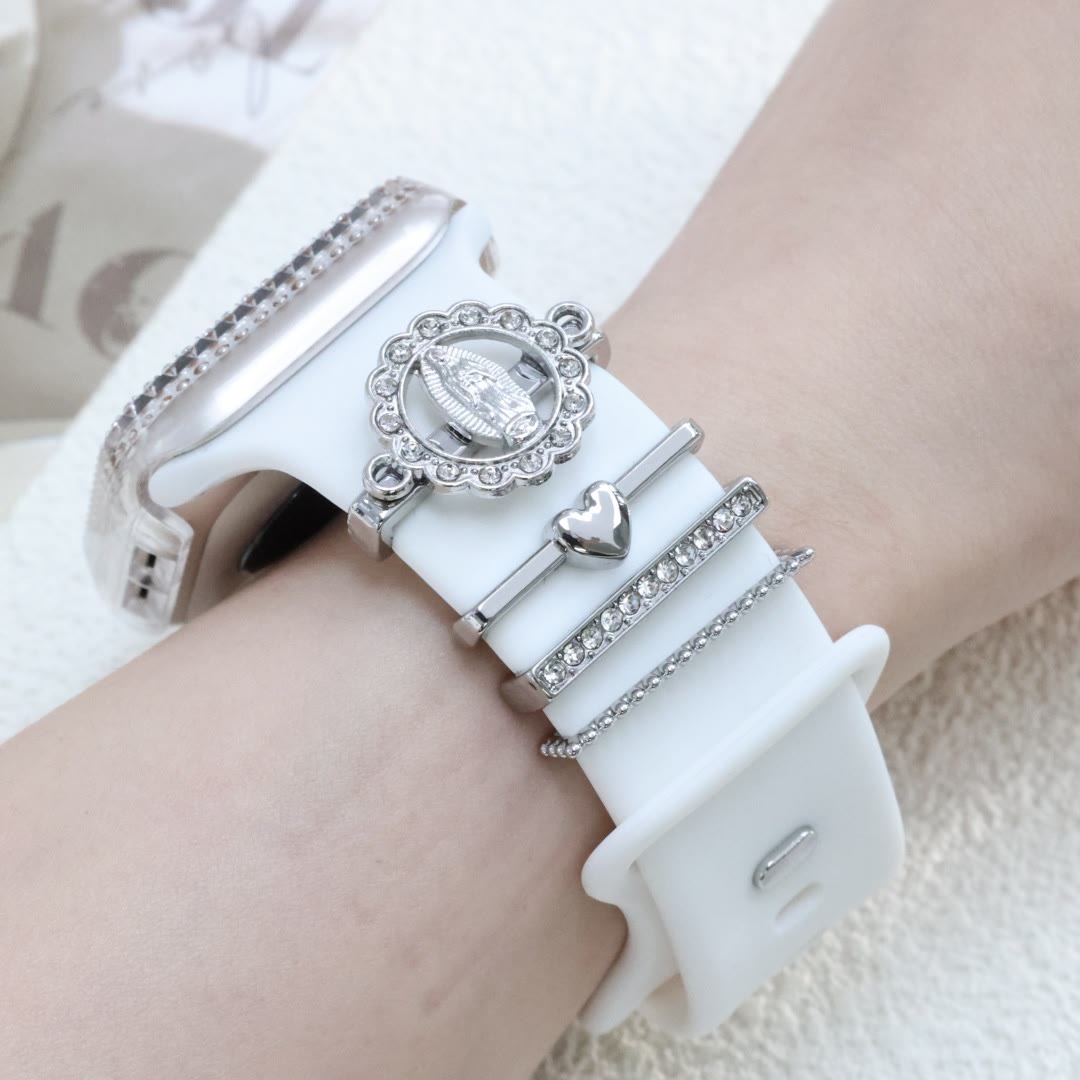 Christianartworkshop Set di ciondoli per cinturino iWatch con zirconi della Madonna: porta con te la luce dell'amore mariano. - image 6