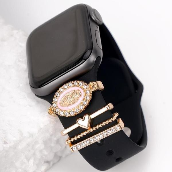Christianartworkshop Set di ciondoli per cinturino iWatch con zirconi della Madonna: porta con te la luce dell'amore mariano. - image 3