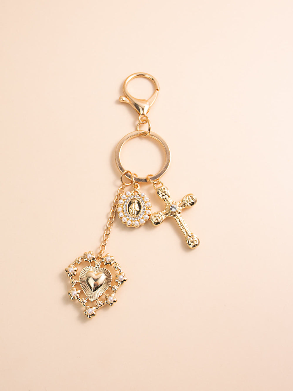 Christianartworkshop Portachiavi con croce del Sacro Cuore e Vergine Maria: Beato chi confida nel Signore - image 1