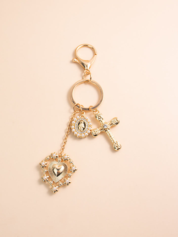 Christianartworkshop Portachiavi con croce del Sacro Cuore e Vergine Maria: Beato chi confida nel Signore - image 1