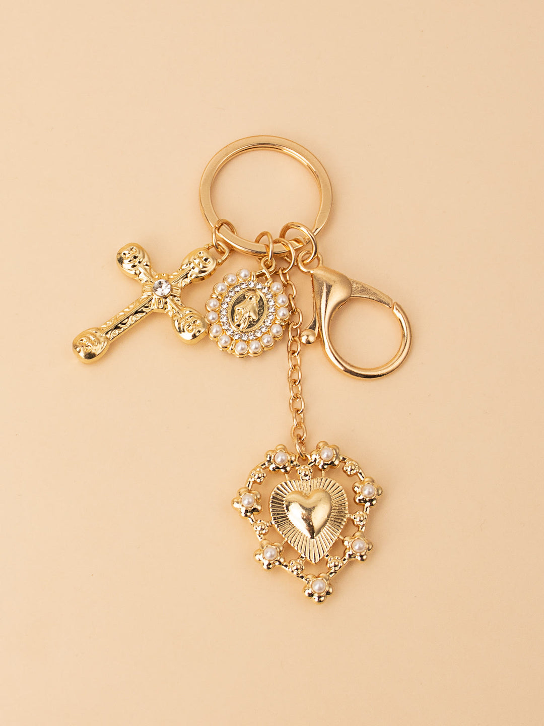 Christianartworkshop Portachiavi con croce del Sacro Cuore e Vergine Maria: Beato chi confida nel Signore - image 5