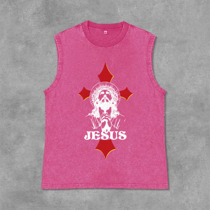 Christianartworkshop Canotta unisex lavata con scritta JESUS - Rosa - 2XL - image 12