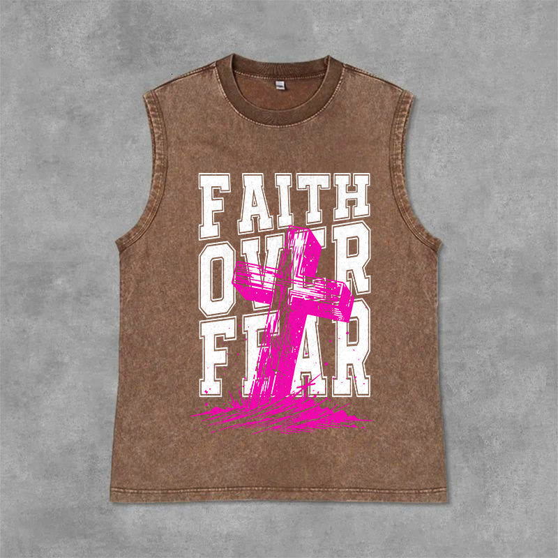 Christianartworkshop Canotta unisex lavata FAITH OVER FEAR - Marrone - 2XL - image 3