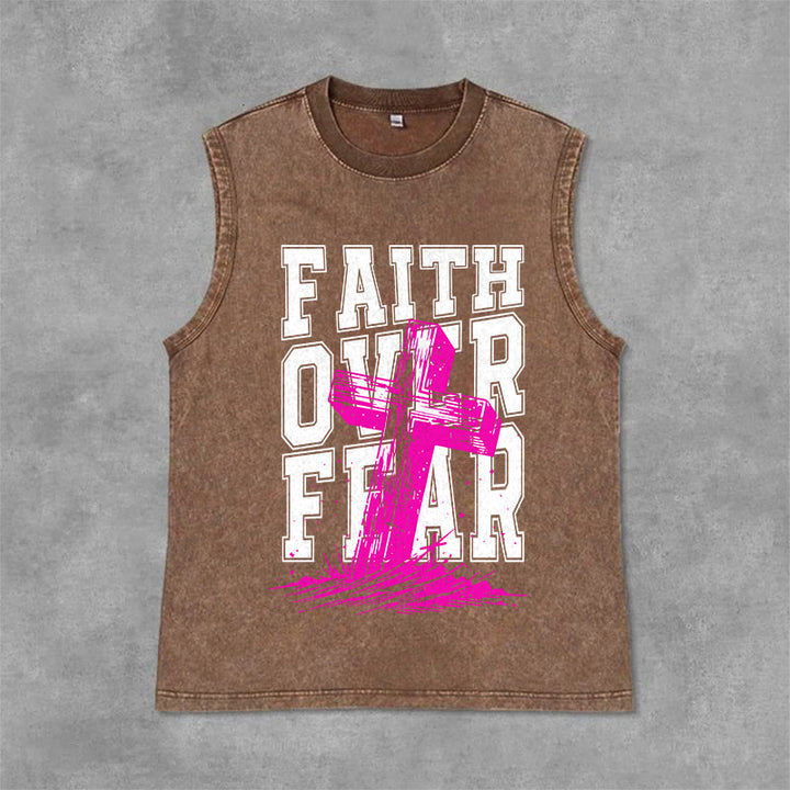 Christianartworkshop Canotta unisex lavata FAITH OVER FEAR - Marrone - 2XL - image 3