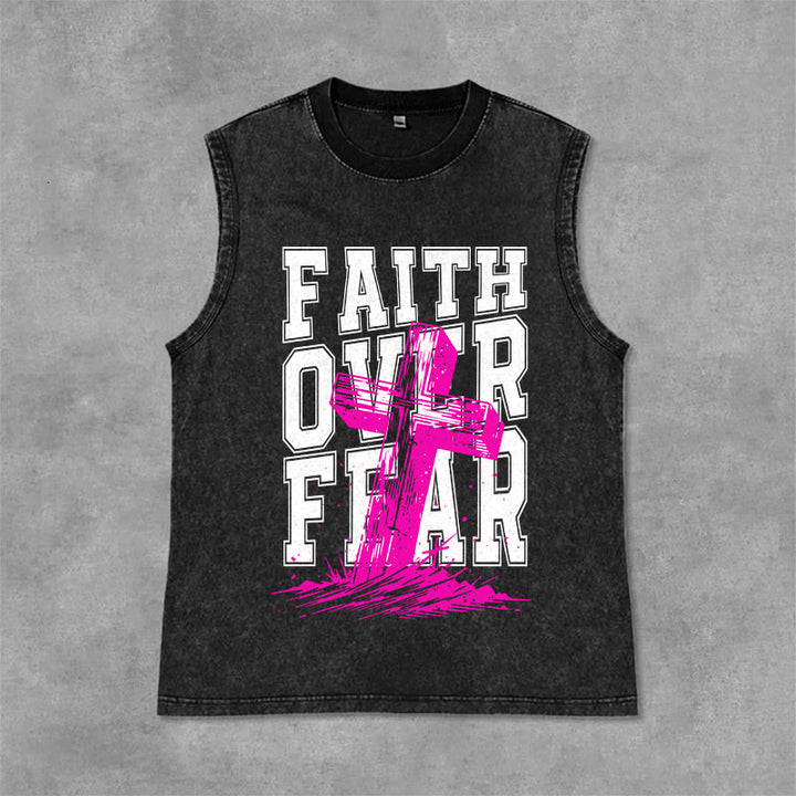 Canotta unisex lavata Christianartworkshop FAITH OVER FEAR - Nero - 2XL - image 0