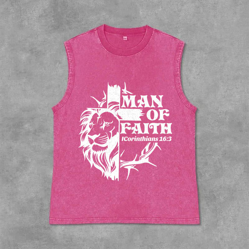 Christianartworkshop Canotta unisex MAN OF FAITH con effetto lavato - Rosa - 2XL - image 12