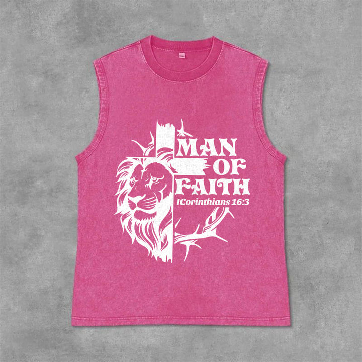 Christianartworkshop Canotta unisex MAN OF FAITH con effetto lavato - Rosa - 2XL - image 12