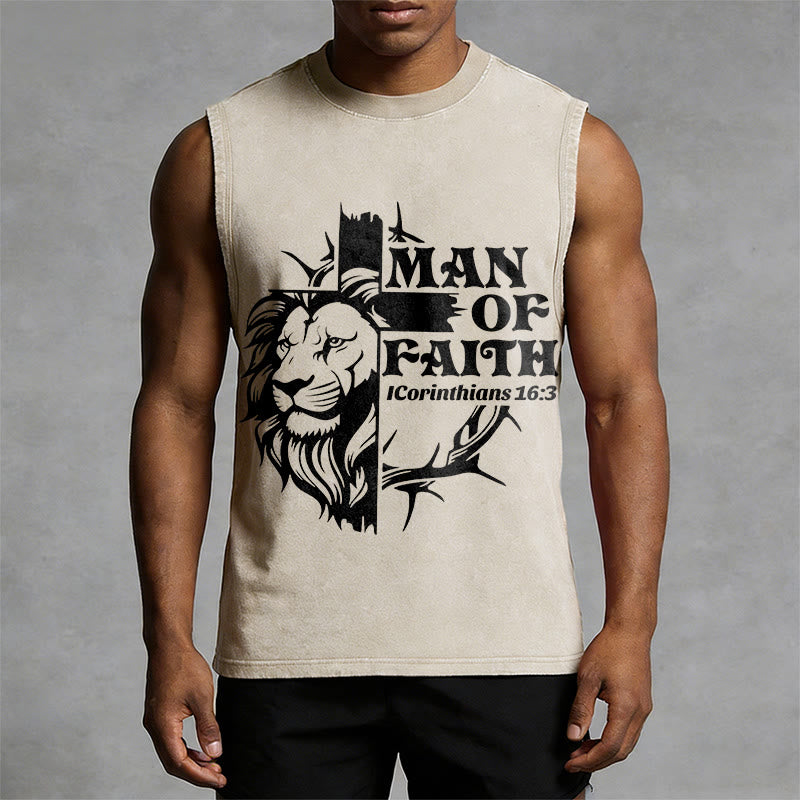 Christianartworkshop Canotta unisex MAN OF FAITH con effetto lavato - image 1