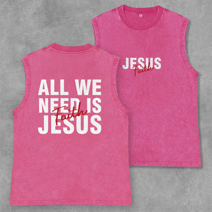 Christianartworkshop TUTTO CIÒ DI CUI ABBIAMO BISOGNO È GESÙ Canotta unisex lavata - Rosa - 2XL - image 21