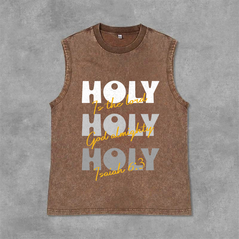 Canotta unisex lavata Holy Holy Holy di Christianartworkshop - Marrone - 2XL - image 9