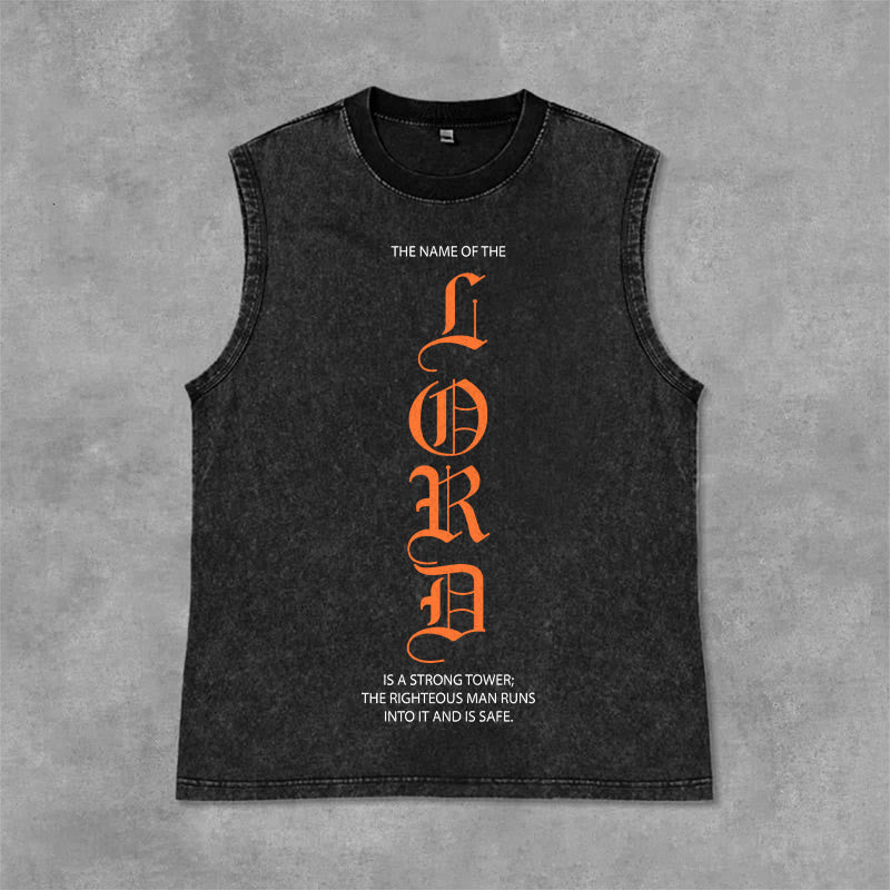 Christianartworkshop Canotta unisex LORD con effetto lavato - Nero - 2XL - image 9