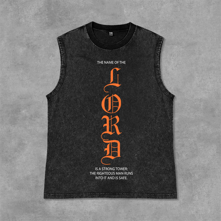 Christianartworkshop Canotta unisex LORD con effetto lavato - Nero - 2XL - image 9