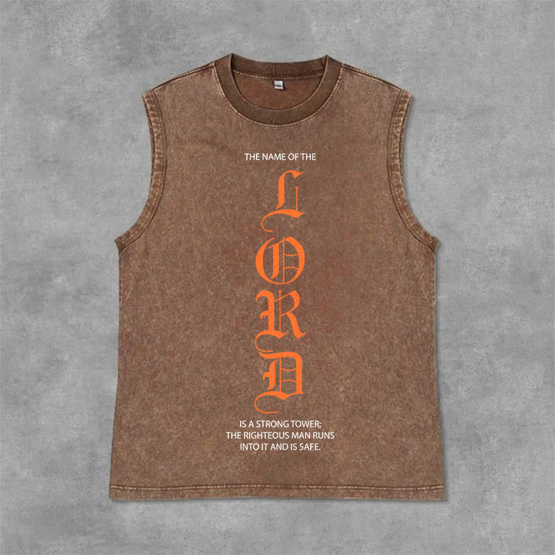 Christianartworkshop Canotta unisex LORD con effetto lavato - Marrone - 2XL - image 3
