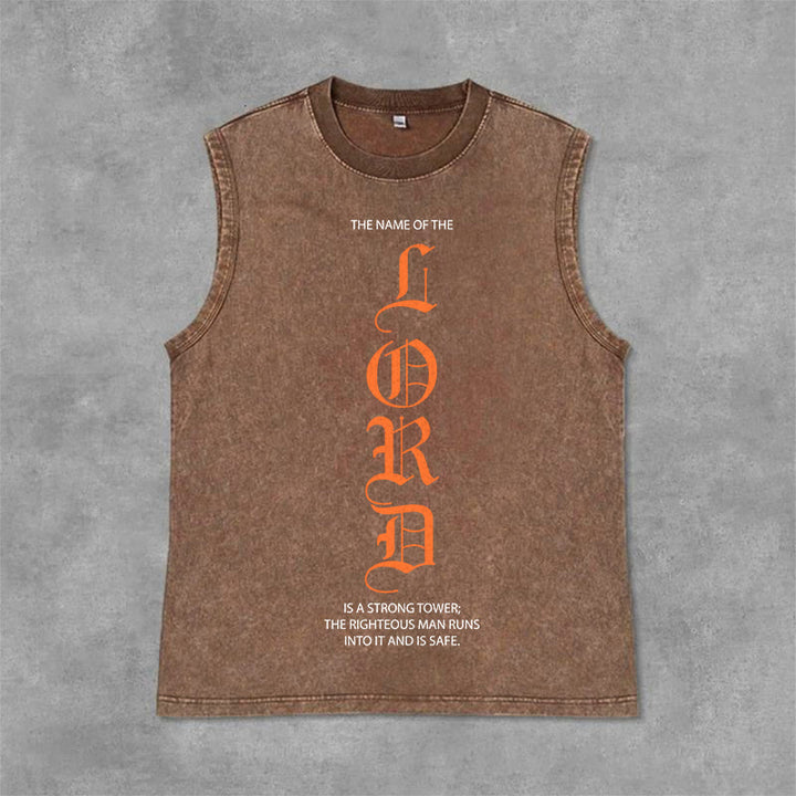 Christianartworkshop Canotta unisex LORD con effetto lavato - Marrone - 2XL - image 3