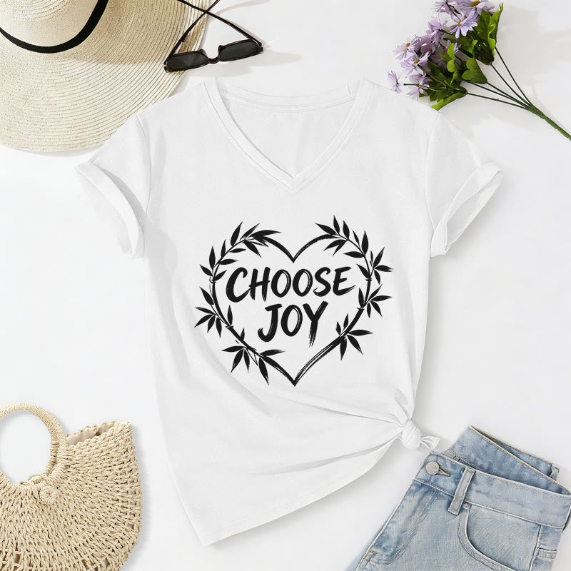 Christianartworkshop SCEGLI LA GIOIA T-shirt casual con scollo a V - Bianco - 2XL - image 4