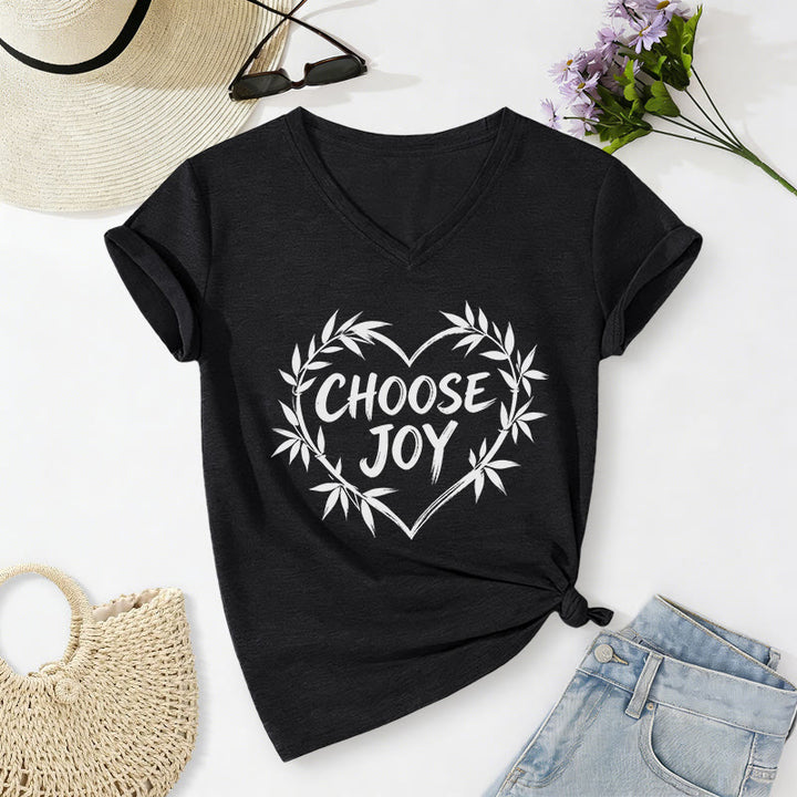 Christianartworkshop SCEGLI LA GIOIA T-shirt casual con scollo a V - Nero - 2XL - image 12