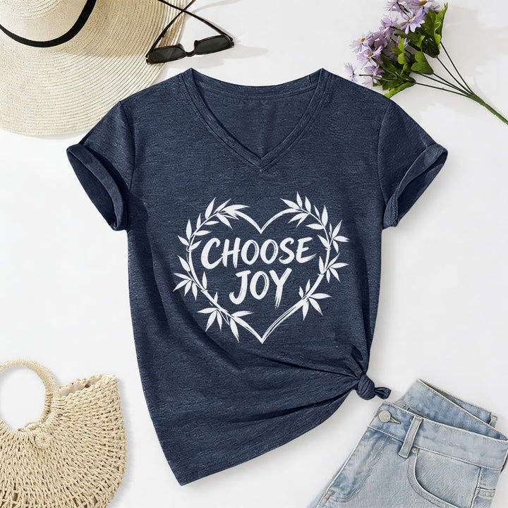 Christianartworkshop SCEGLI LA GIOIA T-shirt casual con scollo a V - Blu navy - 2XL - image 18