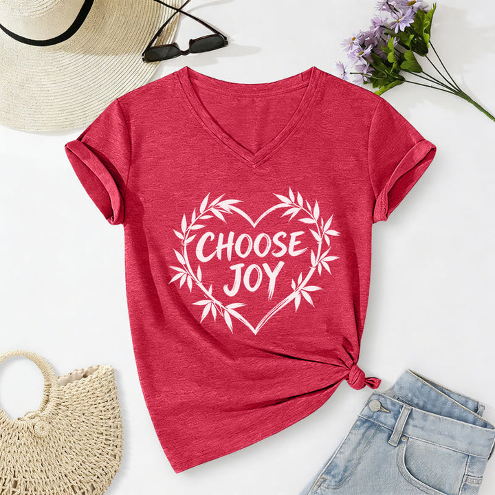 Christianartworkshop SCEGLI LA GIOIA T-shirt casual con scollo a V - Rosso - 2XL - image 22