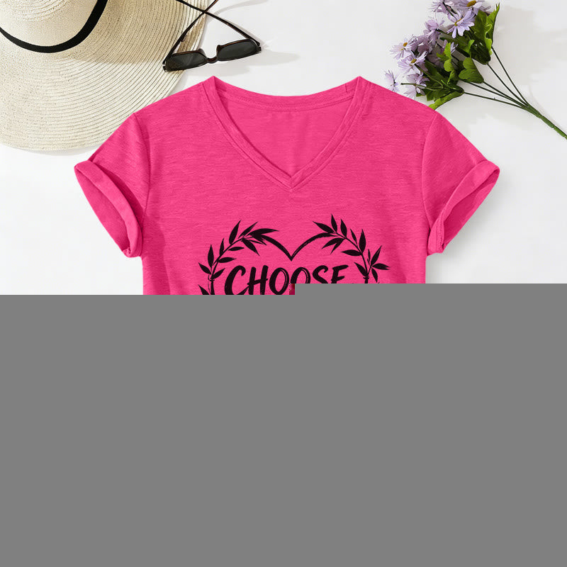 Christianartworkshop SCEGLI LA GIOIA T-shirt casual con scollo a V - Rosa - 2XL - image 24