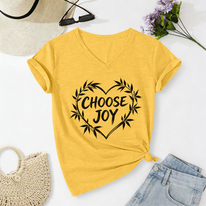 Christianartworkshop SCEGLI LA GIOIA T-shirt casual con scollo a V - Giallo - 2XL - image 6