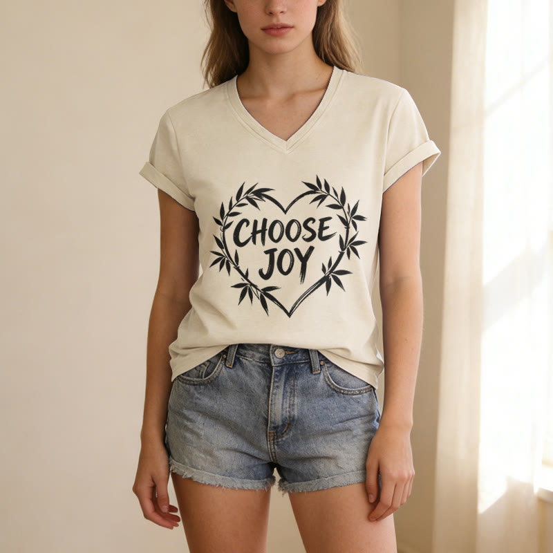 Christianartworkshop SCEGLI LA GIOIA T-shirt casual con scollo a V - image 1