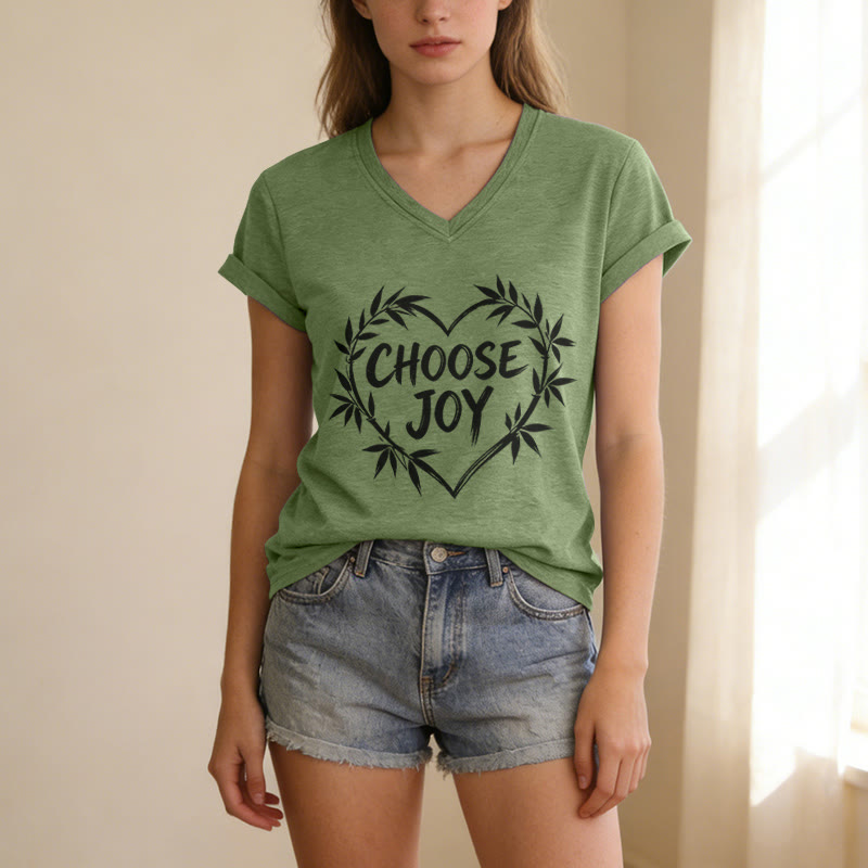 Christianartworkshop SCEGLI LA GIOIA T-shirt casual con scollo a V - image 3