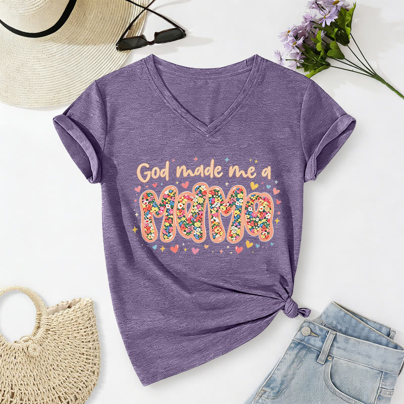 Christianartworkshop Maglietta casual con scollo a V "Dio mi ha fatto mamma" - Viola - 2XL - image 16