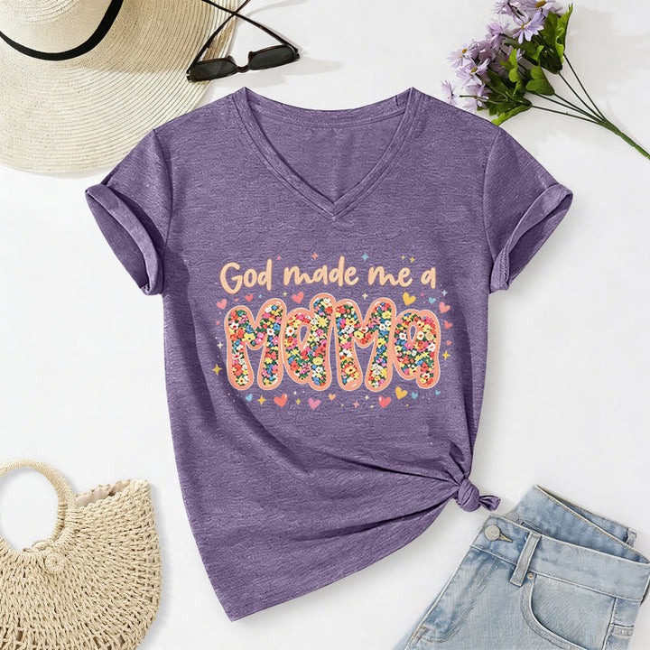 Christianartworkshop Maglietta casual con scollo a V "Dio mi ha fatto mamma" - Viola - 2XL - image 16
